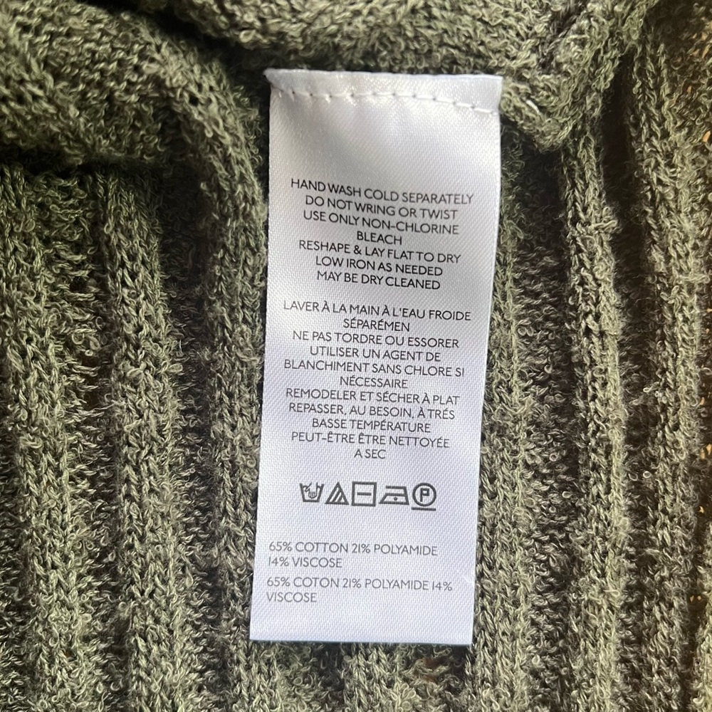 LOW START - ANTHROPOLOGIE Pilcro Duster Women’s Medium Olive Long Sweater - Picture 9 of 11